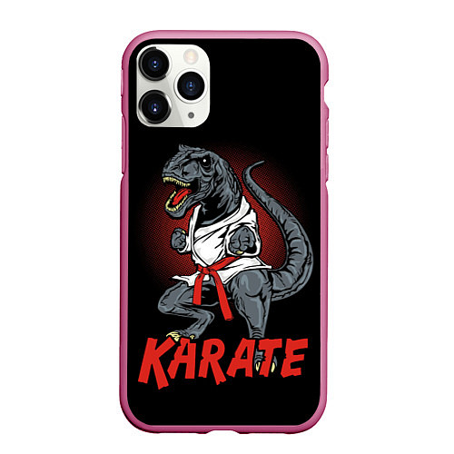 Чехол iPhone 11 Pro матовый KARATE T-REX / 3D-Малиновый – фото 1