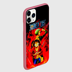 Чехол iPhone 11 Pro матовый Зоро и Луффи в огне One Piece, цвет: 3D-малиновый — фото 2