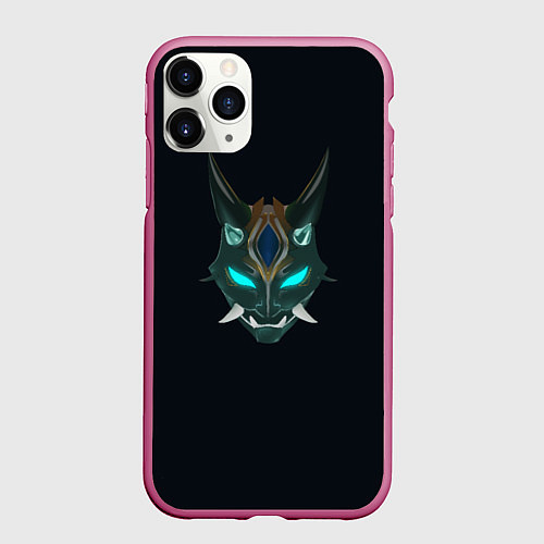 Чехол iPhone 11 Pro матовый Genshin Impact - Xiao / 3D-Малиновый – фото 1
