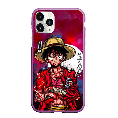 Чехол iPhone 11 Pro матовый Луффи One Piece Большой куш / 3D-Фиолетовый – фото 1