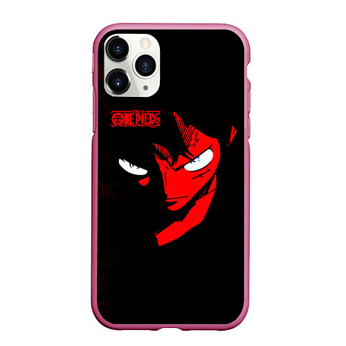 Чехол iPhone 11 Pro матовый Взгляд Луффи One Piece / 3D-Малиновый – фото 1