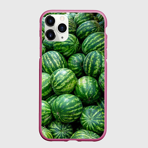 Чехол iPhone 11 Pro матовый Арбузы / 3D-Малиновый – фото 1