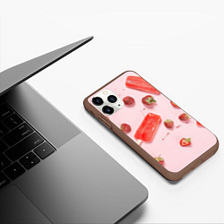 Чехол iPhone 11 Pro матовый Мороженое и клубника, цвет: 3D-коричневый — фото 2