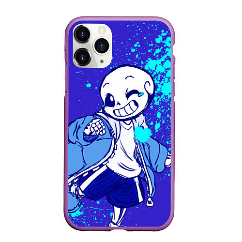 Чехол iPhone 11 Pro матовый UNDERTALE SANS BLUE / 3D-Фиолетовый – фото 1