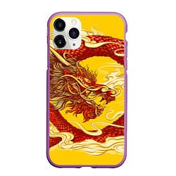 Чехол iPhone 11 Pro матовый Китайский Дракон, China Dragon, цвет: 3D-фиолетовый