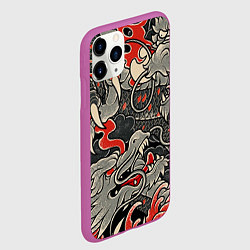 Чехол iPhone 11 Pro матовый Китайский Дракон, China Dragon, цвет: 3D-фиолетовый — фото 2