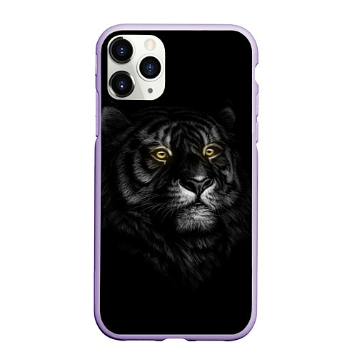 Чехол iPhone 11 Pro матовый Тигр / 3D-Светло-сиреневый – фото 1