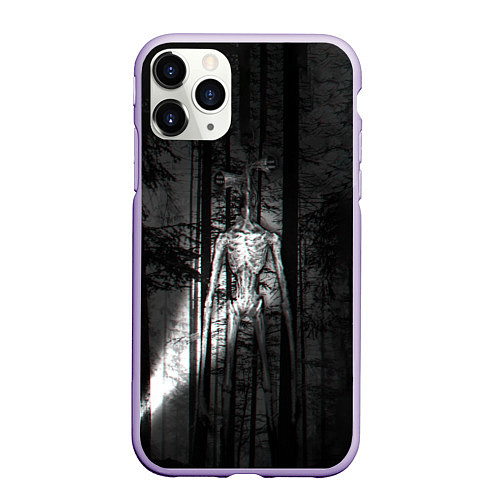 Чехол iPhone 11 Pro матовый СИРЕНОГОЛОВЫЙ GLITCH / 3D-Светло-сиреневый – фото 1