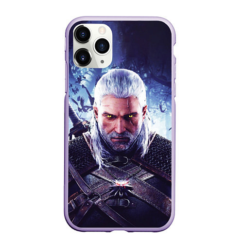 Чехол iPhone 11 Pro матовый THE WITCHER GERALT OF RIVIA / 3D-Светло-сиреневый – фото 1