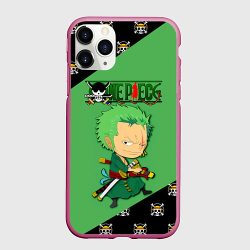 Чехол iPhone 11 Pro матовый Ророноа Зоро One Piece Большой куш / 3D-Малиновый – фото 1
