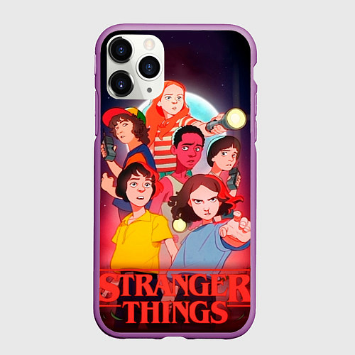 Чехол iPhone 11 Pro матовый Очень Странные Дела Арт / 3D-Фиолетовый – фото 1