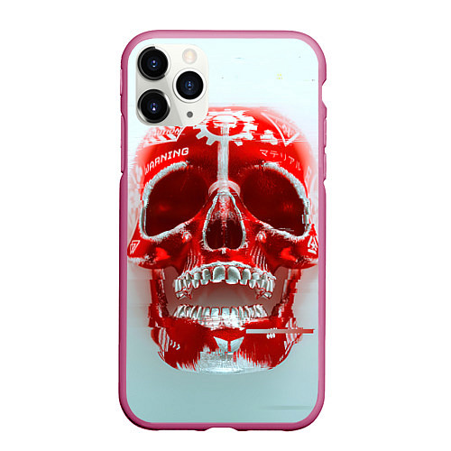 Чехол iPhone 11 Pro матовый Fallout Череп / 3D-Малиновый – фото 1