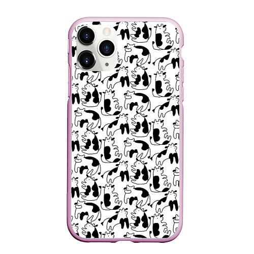 Чехол iPhone 11 Pro матовый Коровы / 3D-Розовый – фото 1