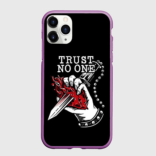 Чехол iPhone 11 Pro матовый TRUST NO ONE / 3D-Фиолетовый – фото 1