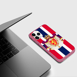 Чехол iPhone 11 Pro матовый Норвегия Флаг и герб Норвегии, цвет: 3D-малиновый — фото 2