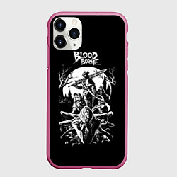 Чехол iPhone 11 Pro матовый Бладборн ЧБ, цвет: 3D-малиновый