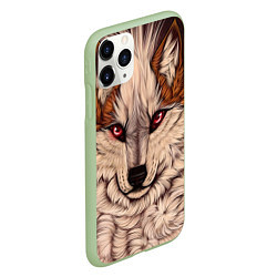 Чехол iPhone 11 Pro матовый Красивая Волчица, цвет: 3D-салатовый — фото 2
