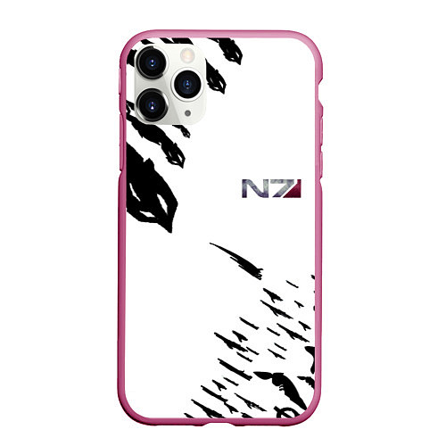 Чехол iPhone 11 Pro матовый MASS EFFECT ПОСЛЕДНИЙ БОЙ БЕЛ / 3D-Малиновый – фото 1