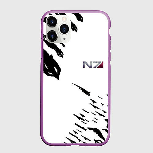 Чехол iPhone 11 Pro матовый MASS EFFECT ПОСЛЕДНИЙ БОЙ БЕЛ / 3D-Фиолетовый – фото 1
