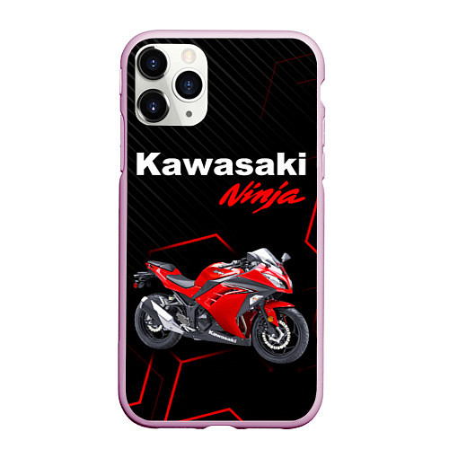 Чехол iPhone 11 Pro матовый KAWASAKI NINJA КАВАСАКИ / 3D-Розовый – фото 1