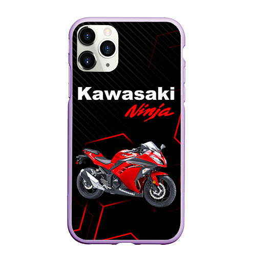 Чехол iPhone 11 Pro матовый KAWASAKI NINJA КАВАСАКИ / 3D-Сиреневый – фото 1