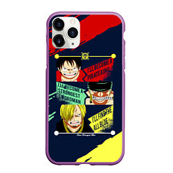 Чехол iPhone 11 Pro матовый Луффи, Зоро и Санджи One Piece, цвет: 3D-фиолетовый