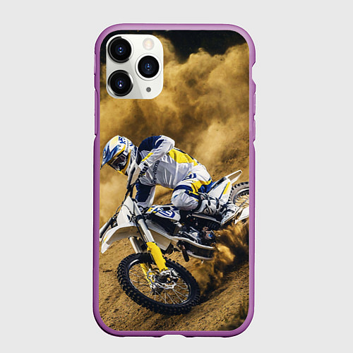 Чехол iPhone 11 Pro матовый HUSQVARNA ХУСКВАРНА SPORT / 3D-Фиолетовый – фото 1