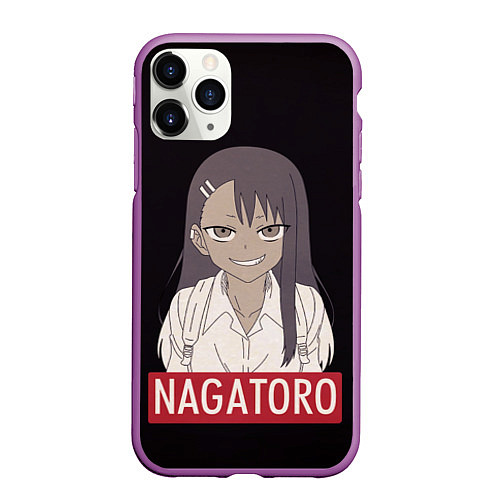 Чехол iPhone 11 Pro матовый Miss Nagatoro / 3D-Фиолетовый – фото 1