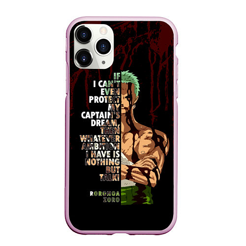 Чехол iPhone 11 Pro матовый Зоро окровавленный One Piece / 3D-Розовый – фото 1