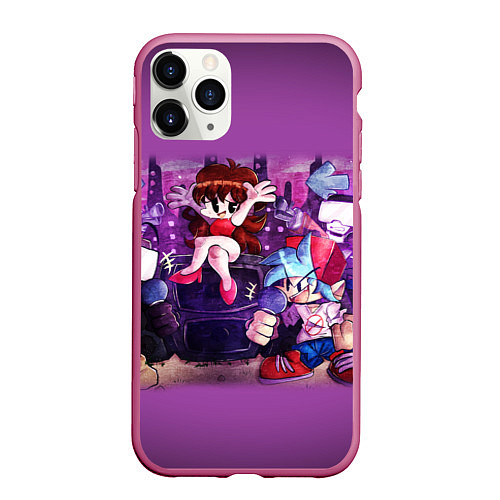 Чехол iPhone 11 Pro матовый Friday Night Funkin рисунок / 3D-Малиновый – фото 1