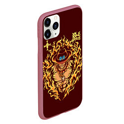 Чехол iPhone 11 Pro матовый One Piece Портгас Д Эйс в огне, цвет: 3D-малиновый — фото 2