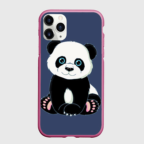 Чехол iPhone 11 Pro матовый Милая Панда Sweet Panda / 3D-Малиновый – фото 1