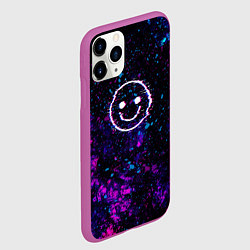 Чехол iPhone 11 Pro матовый GLITCH SMILE ГЛИТЧ СМАЙЛ, цвет: 3D-фиолетовый — фото 2