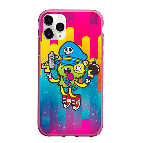 Чехол iPhone 11 Pro матовый Crazy Bomberman / 3D-Малиновый – фото 1