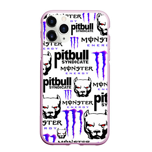 Чехол iPhone 11 Pro матовый PITBULL SYNDICATE X MONSTER / 3D-Розовый – фото 1