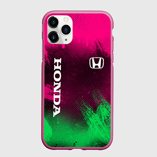 Чехол iPhone 11 Pro матовый NEON HONDA НЕОН ХОНДА / 3D-Малиновый – фото 1