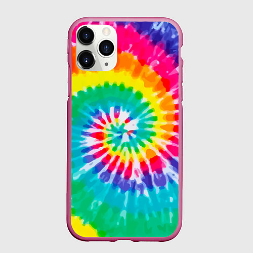 Чехол iPhone 11 Pro матовый Тай Дай / 3D-Малиновый – фото 1