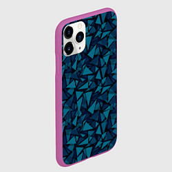 Чехол iPhone 11 Pro матовый Синий полигональный паттерн, цвет: 3D-фиолетовый — фото 2