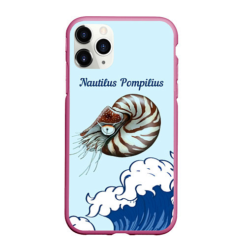 Чехол iPhone 11 Pro матовый Nautilus Pompilius океан / 3D-Малиновый – фото 1