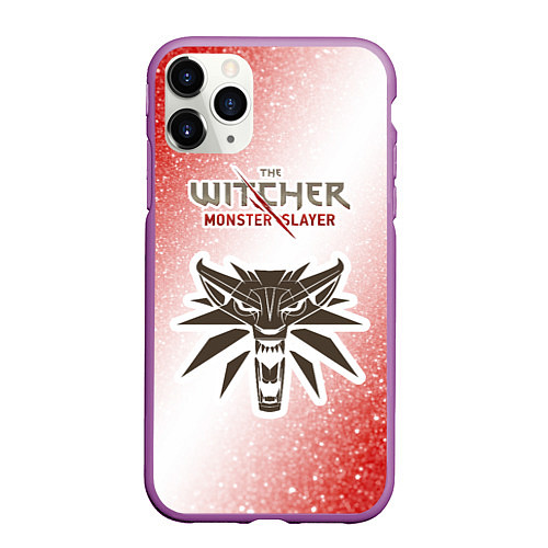 Чехол iPhone 11 Pro матовый The Witcher Monster Slayer - Noise / 3D-Фиолетовый – фото 1