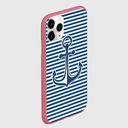 Чехол iPhone 11 Pro матовый Тельняшка с якорем, цвет: 3D-малиновый — фото 2