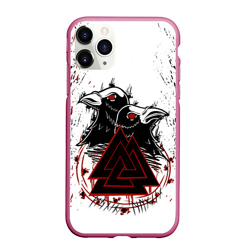 Чехол iPhone 11 Pro матовый VALKNUT RUNES Z / 3D-Малиновый – фото 1