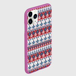 Чехол iPhone 11 Pro матовый Этнический красно-синий узор, цвет: 3D-фиолетовый — фото 2