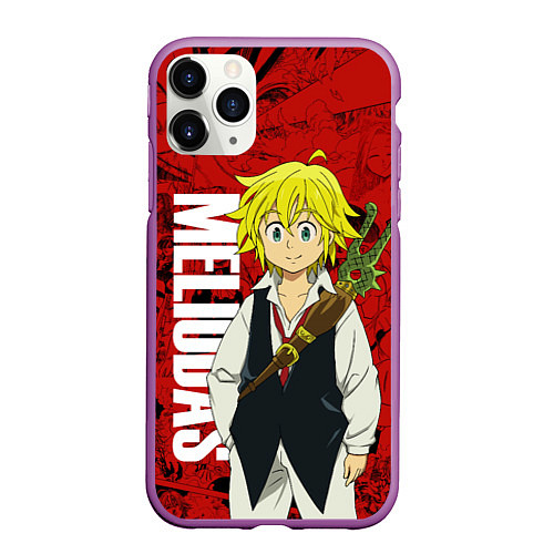 Чехол iPhone 11 Pro матовый Мелиодас, Meliodas / 3D-Фиолетовый – фото 1