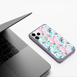 Чехол iPhone 11 Pro матовый Сладости и бабочки Акварель, цвет: 3D-серый — фото 2