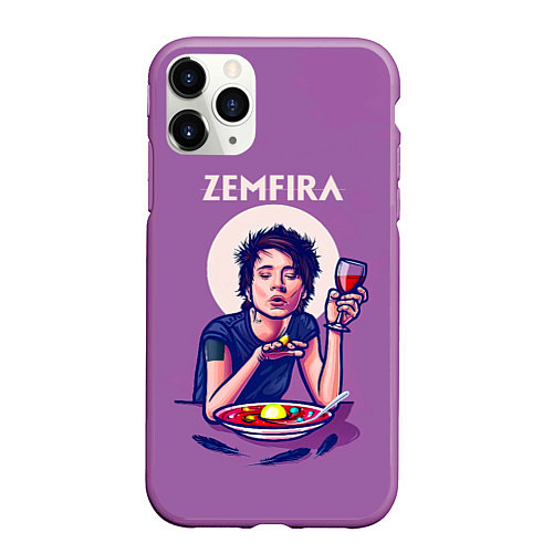 Чехол iPhone 11 Pro матовый ZEMFIRA арт ужин / 3D-Фиолетовый – фото 1