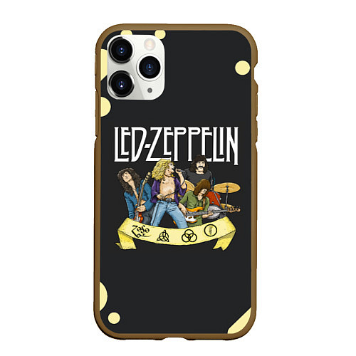 Чехол iPhone 11 Pro матовый LED ZEPPELIN ЛЕД ЗЕППЕЛИН Z / 3D-Коричневый – фото 1