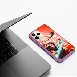 Чехол iPhone 11 Pro матовый Genshin Impact, Кадзуха, цвет: 3D-фиолетовый — фото 2