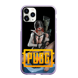 Чехол iPhone 11 Pro матовый PUBG 18 спина, цвет: 3D-светло-сиреневый