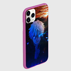 Чехол iPhone 11 Pro матовый Сатору гото голубые глаза, цвет: 3D-фиолетовый — фото 2